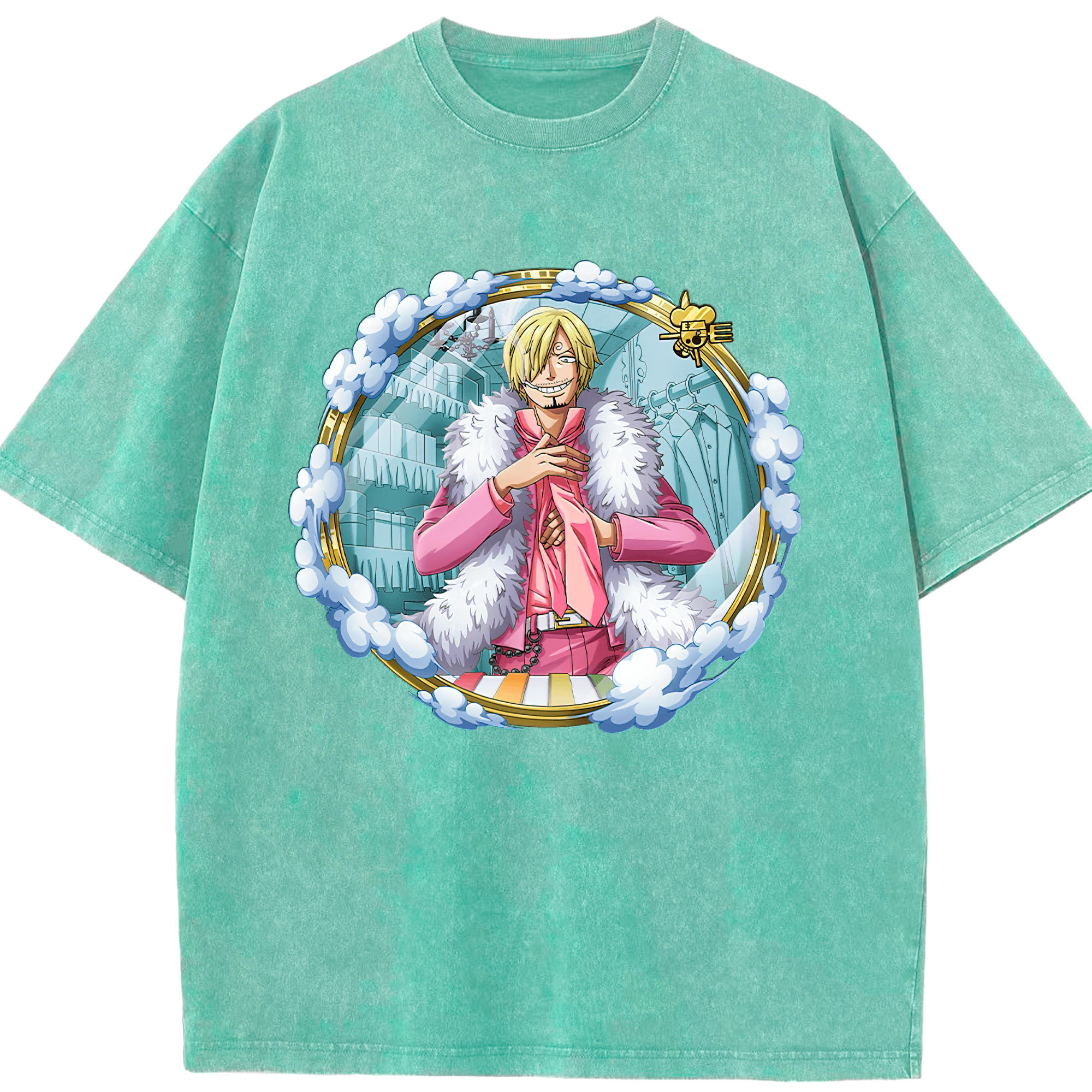 ワンピース サンジ ONE PIECE Sanji 綿100% ヴィンテージ風 半袖Tシャツ（フロントプリント）